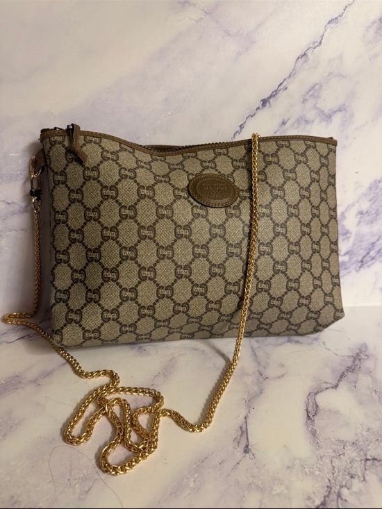 Gucci Handbags - Gucci Beige GG Supreme Canvas Crossbody with Gold Chain